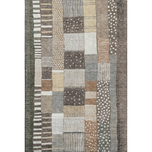 HomeRoots 9' X 12' Washable Geometric Area Rug with UV Protection - Stylish Brown, Ivory & Gray Design for Any Space 709461