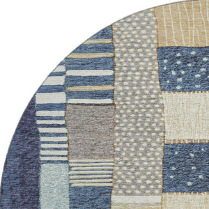 HomeRoots 8' X 10' Stylish Navy Blue Geometric Area Rug - Washable, UV Protected, Non-Slip for Homes with Kids 709466