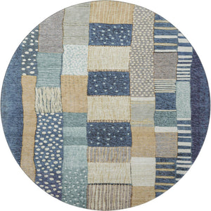 HomeRoots 8' X 10' Stylish Navy Blue Geometric Area Rug - Washable, UV Protected, Non-Slip for Homes with Kids 709466