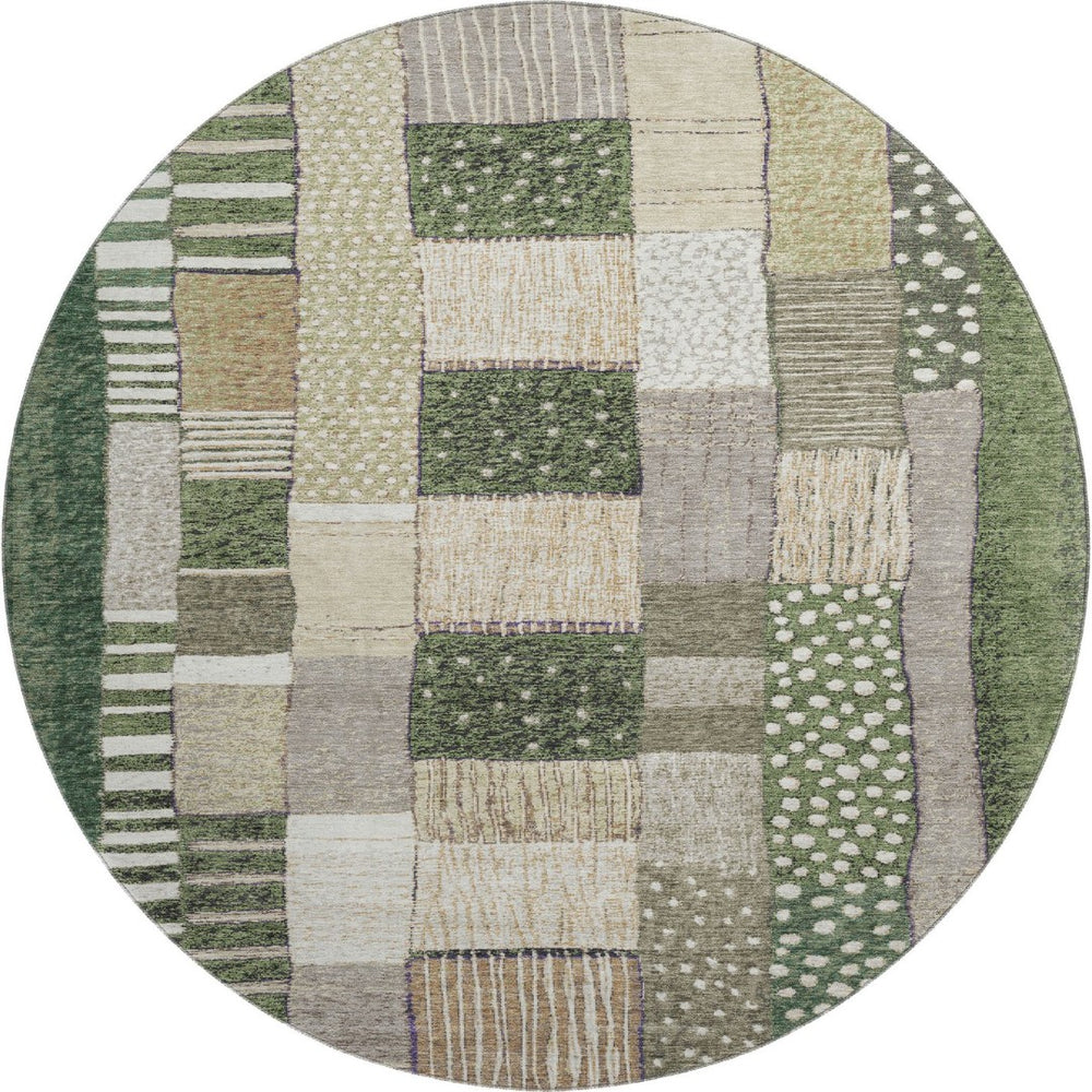 HomeRoots 8' X 10' Stylish Olive Green and Beige Geometric Washable Area Rug with UV Protection & Non-Slip Backing 709472