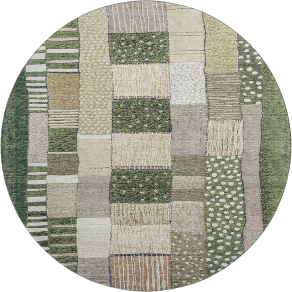 HomeRoots 8' X 10' Stylish Olive Green and Beige Geometric Washable Area Rug with UV Protection & Non-Slip Backing 709472