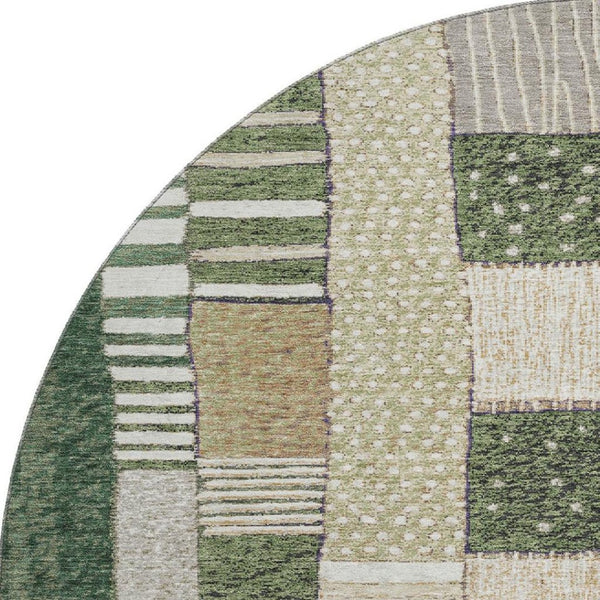 HomeRoots 8' X 10' Stylish Olive Green and Beige Geometric Washable Area Rug with UV Protection & Non-Slip Backing 709472