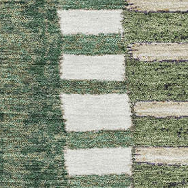HomeRoots 10' Geometric Washable Area Rug in Olive Green, Beige & Ivory - UV Protected, Stain Resistant Design 709474