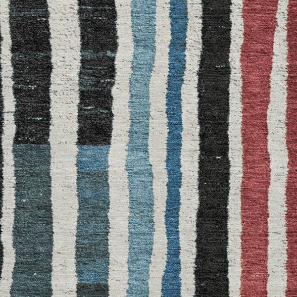 HomeRoots 5' X 8' Washable Area Rug in Striking Black, Blue & Copper with UV Protection for Indoor & Outdoor Use 709476