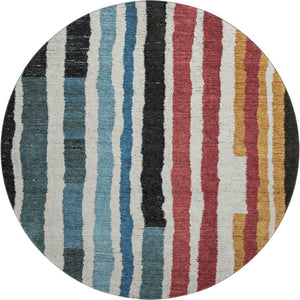 HomeRoots 8' X 10' Striped Washable Area Rug in Black, Blue & Copper - UV Protected, Durable & Stylish Focal Point 709478