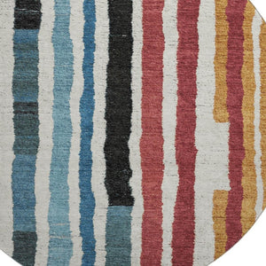 HomeRoots 8' X 10' Striped Washable Area Rug in Black, Blue & Copper - UV Protected, Durable & Stylish Focal Point 709478