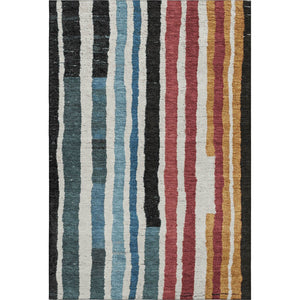 HomeRoots 9' X 12' Striped Washable Area Rug in Black, Blue & Copper - UV Protected, Durable & Stylish Design 709479