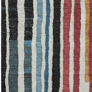 HomeRoots 9' X 12' Striped Washable Area Rug in Black, Blue & Copper - UV Protected, Durable & Stylish Design 709479