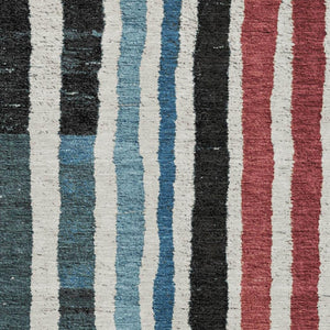 HomeRoots 10' Washable Area Rug with Black, Blue & Copper Stripes – UV Protected, Stain-Resistant Beauty! 709480
