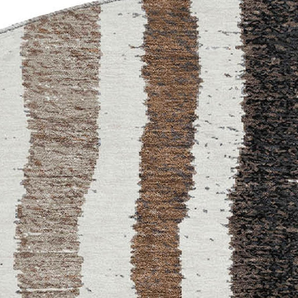 HomeRoots 8' X 10' Stylish Brown, Teal & Ivory Striped Washable Area Rug with UV Protection for High Traffic Areas 709484