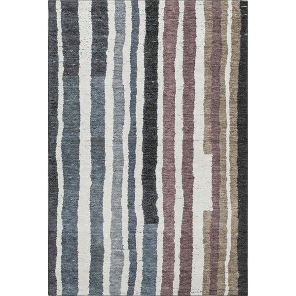 HomeRoots 5' X 8' Denim Blue Striped Washable Area Rug - Durable, Soft, UV Protected for High-Traffic Spaces 709488