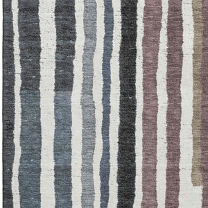 HomeRoots 5' X 8' Denim Blue Striped Washable Area Rug - Durable, Soft, UV Protected for High-Traffic Spaces 709488