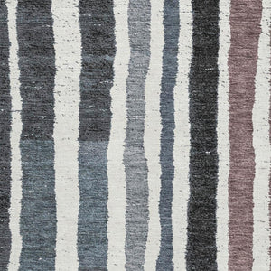 HomeRoots 8' Coastal Charm Denim Blue, Ivory & Taupe Striped Washable Round Rug with UV & Stain Protection 709489