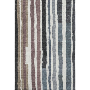 HomeRoots 9' X 12' Stylish Denim Blue Striped Washable Area Rug with UV Protection for High-Traffic Spaces 709491
