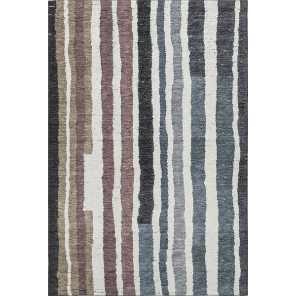 HomeRoots 9' X 12' Stylish Denim Blue Striped Washable Area Rug with UV Protection for High-Traffic Spaces 709491