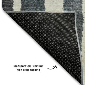 HomeRoots 10' X 14' Denim Blue Striped Area Rug - UV Protected, Stain-Resistant, Perfect for High-Traffic Areas 709492