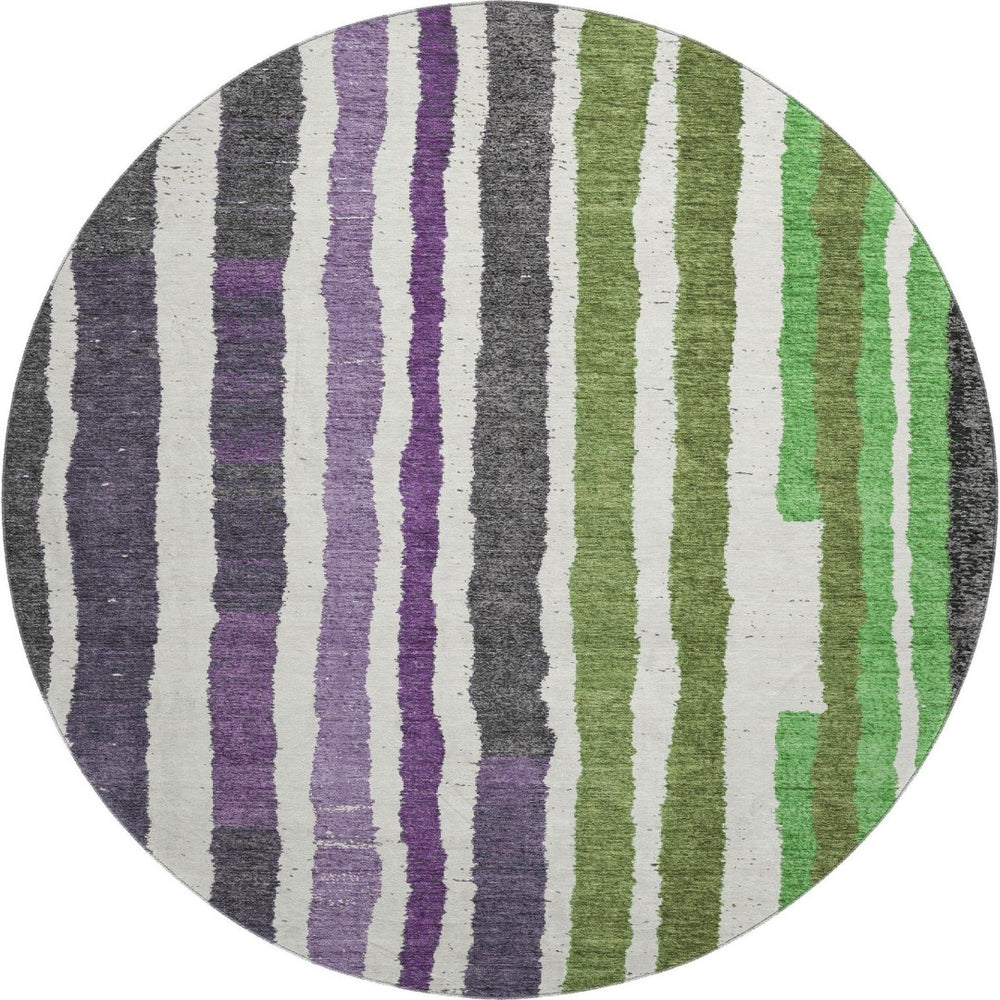 HomeRoots 8' X 10' Colorful Striped Washable Area Rug with UV Protection - Durable, Stain-Resistant Design! 709496