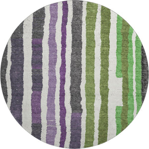 HomeRoots 8' X 10' Colorful Striped Washable Area Rug with UV Protection - Durable, Stain-Resistant Design! 709496