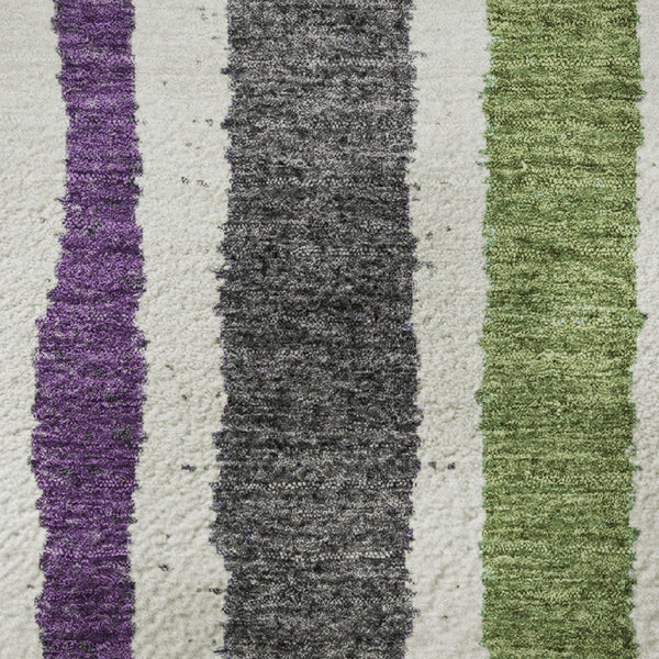 HomeRoots 8' X 10' Colorful Striped Washable Area Rug with UV Protection - Durable, Stain-Resistant Design! 709496