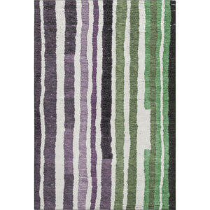 HomeRoots 5' X 8' Washable Striped Area Rug in Purple, Green & Ivory - Durable, UV-Protected, Non-Slip Design 709500