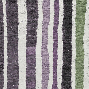 HomeRoots 5' X 8' Washable Striped Area Rug in Purple, Green & Ivory - Durable, UV-Protected, Non-Slip Design 709500