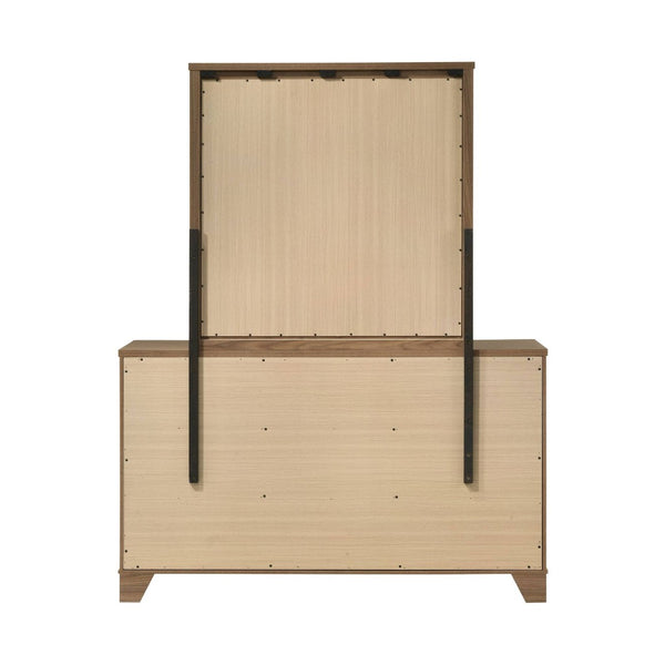 English Elm Walnut Finish 3 Piece Full Bedroom Set with Panel Bed Dresser and Mirror Transitional Wood B2741S00904