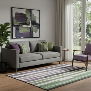 HomeRoots 8' Colorful Striped Round Rug - Washable, UV-Protected, Non-Slip, Ideal for High-Traffic Areas! 709501