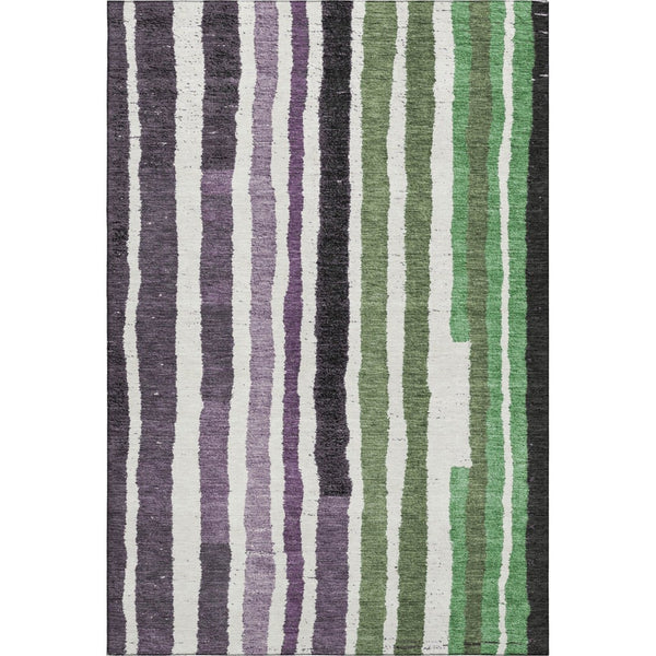 HomeRoots 8' Colorful Striped Round Rug - Washable, UV-Protected, Non-Slip, Ideal for High-Traffic Areas! 709501