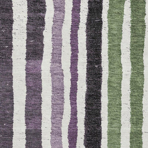 HomeRoots 8' Colorful Striped Round Rug - Washable, UV-Protected, Non-Slip, Ideal for High-Traffic Areas! 709501