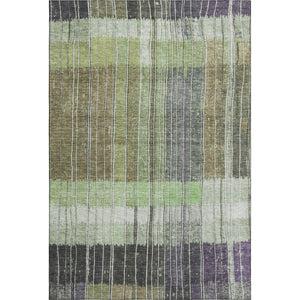 HomeRoots 8' Stylish Artichoke Green & Purple Striped Round Rug – Washable, UV-Protected, Stain-Resistant! 709507