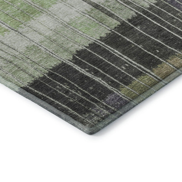 HomeRoots 8' Stylish Artichoke Green & Purple Striped Round Rug – Washable, UV-Protected, Stain-Resistant! 709507