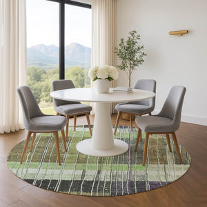 HomeRoots 8' X 10' Striped Artichoke Green & Purple Washable Area Rug with UV Protection for Kids & Pets 709508