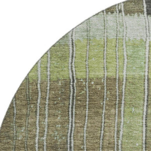 HomeRoots 8' X 10' Striped Artichoke Green & Purple Washable Area Rug with UV Protection for Kids & Pets 709508