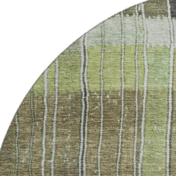 HomeRoots 8' X 10' Striped Artichoke Green & Purple Washable Area Rug with UV Protection for Kids & Pets 709508