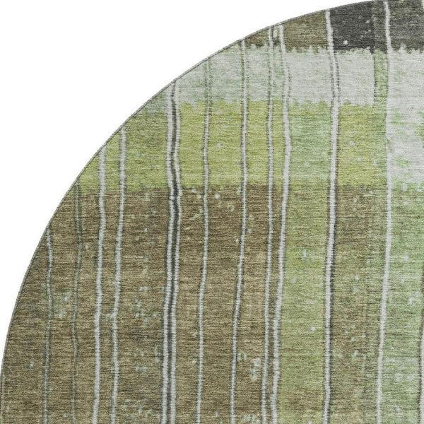 HomeRoots 8' X 10' Striped Artichoke Green & Purple Washable Area Rug with UV Protection for Kids & Pets 709508