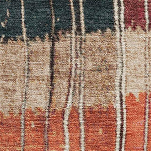 HomeRoots 8' Washable Round Rug in Beige, Red & Blue Stripes - Durable, UV-Protected, Perfect for High-Traffic Areas 709513