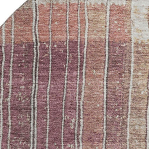 HomeRoots 8' X 10' Stylish Mauve Blue Beige Striped Area Rug - Washable, UV Protected, Perfect for Busy Homes! 709520