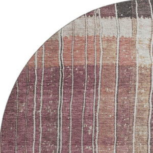 HomeRoots 8' X 10' Stylish Mauve Blue Beige Striped Area Rug - Washable, UV Protected, Perfect for Busy Homes! 709520