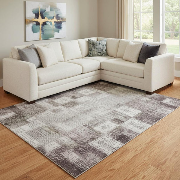 HomeRoots 9' X 12' Mauve Blue Beige Striped Washable Area Rug - Stain Resistant, UV Protected, Pet Friendly 709521