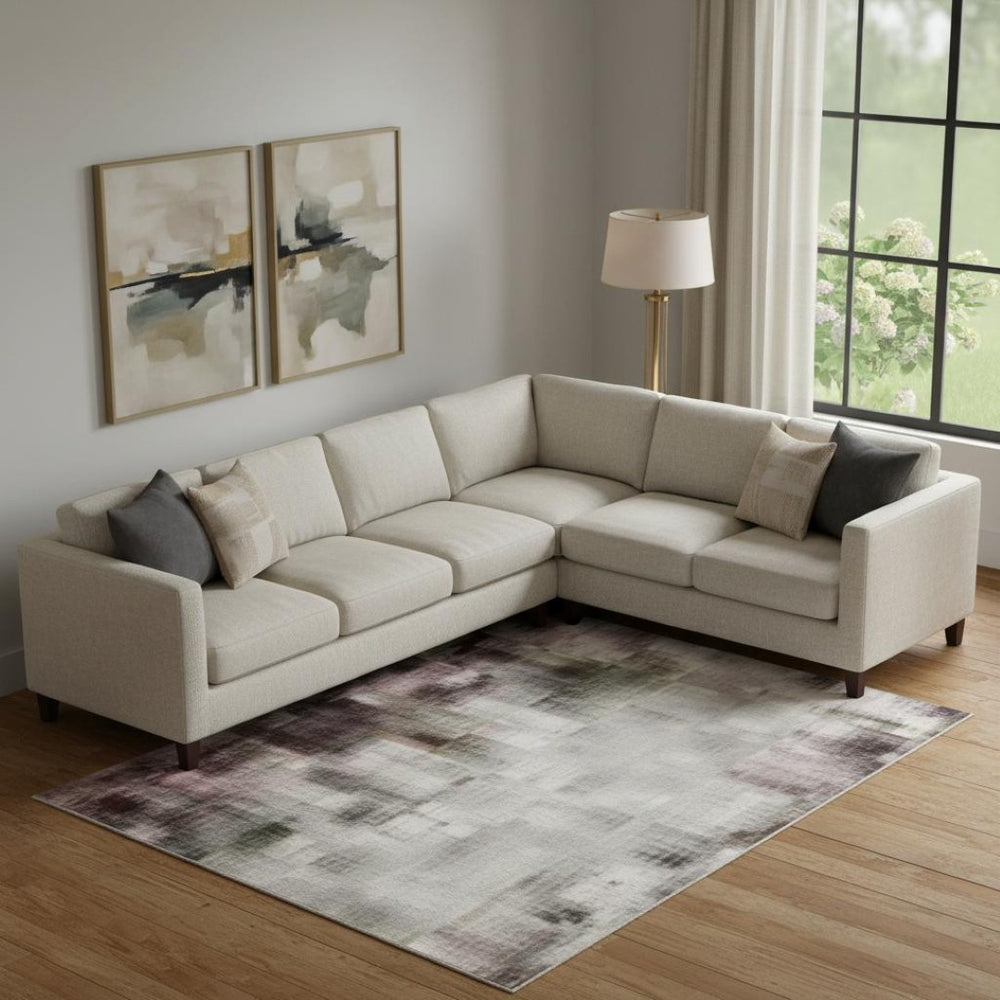 HomeRoots 10' Striped Mauve Blue and Beige Area Rug - Washable, Stain Resistant, UV Protected for Indoors & Outdoors 709522