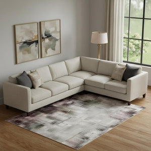 HomeRoots 10' Striped Mauve Blue and Beige Area Rug - Washable, Stain Resistant, UV Protected for Indoors & Outdoors 709522