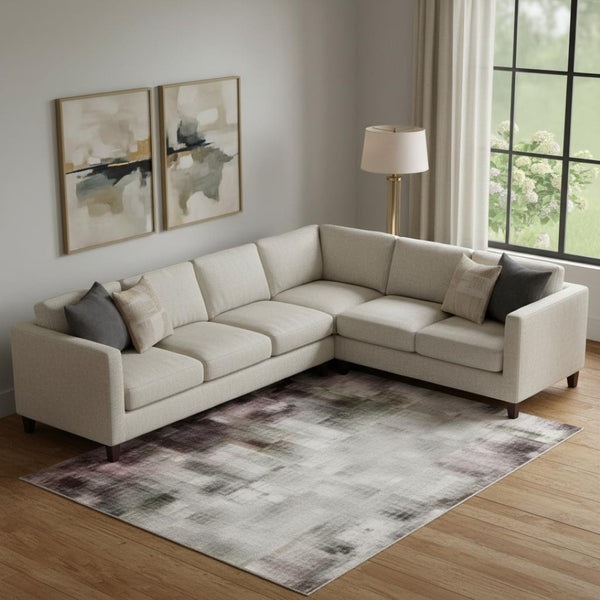 HomeRoots 10' Striped Mauve Blue and Beige Area Rug - Washable, Stain Resistant, UV Protected for Indoors & Outdoors 709522