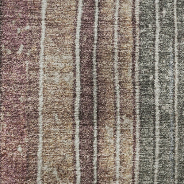 HomeRoots 10' Striped Mauve Blue and Beige Area Rug - Washable, Stain Resistant, UV Protected for Indoors & Outdoors 709522