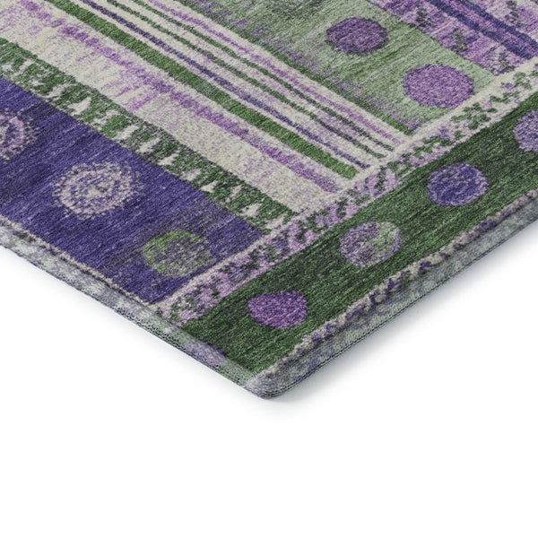 HomeRoots 10' X 14' Washable Area Rug in Striking Green, Purple & Ivory with UV Protection & Non-Slip Backing 709534