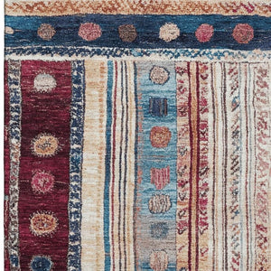 HomeRoots 5' X 8' Navy Blue Merlot Ivory Striped Washable Area Rug - Stain Resistant, UV Protected & Stylish! 709536