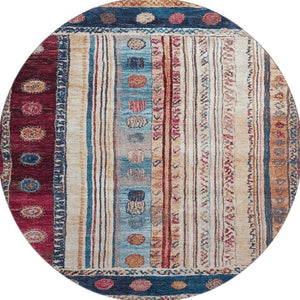 HomeRoots 8' X 10' Stylish Navy, Merlot & Ivory Striped Washable Area Rug with UV Protection for Homes & Patios 709538