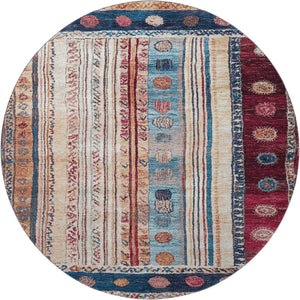 HomeRoots 8' X 10' Stylish Navy, Merlot & Ivory Striped Washable Area Rug with UV Protection for Homes & Patios 709538