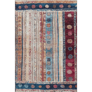 HomeRoots 9' X 12' Striped Washable Area Rug in Navy, Merlot & Ivory - UV Protected, Perfect for Kids & Pets! 709539