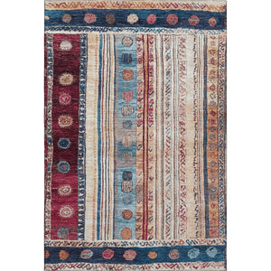 HomeRoots 10' X 14' Navy Blue Merlot Ivory Striped Washable Area Rug - Stain-Resistant, UV Protected, Durable 709540