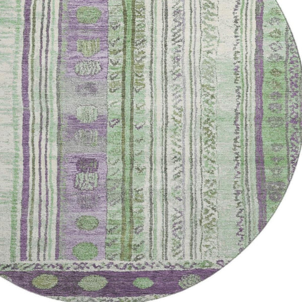 HomeRoots 8' X 10' Colorful Striped Washable Area Rug with UV Protection – Perfect for High-Traffic Spaces! 709544
